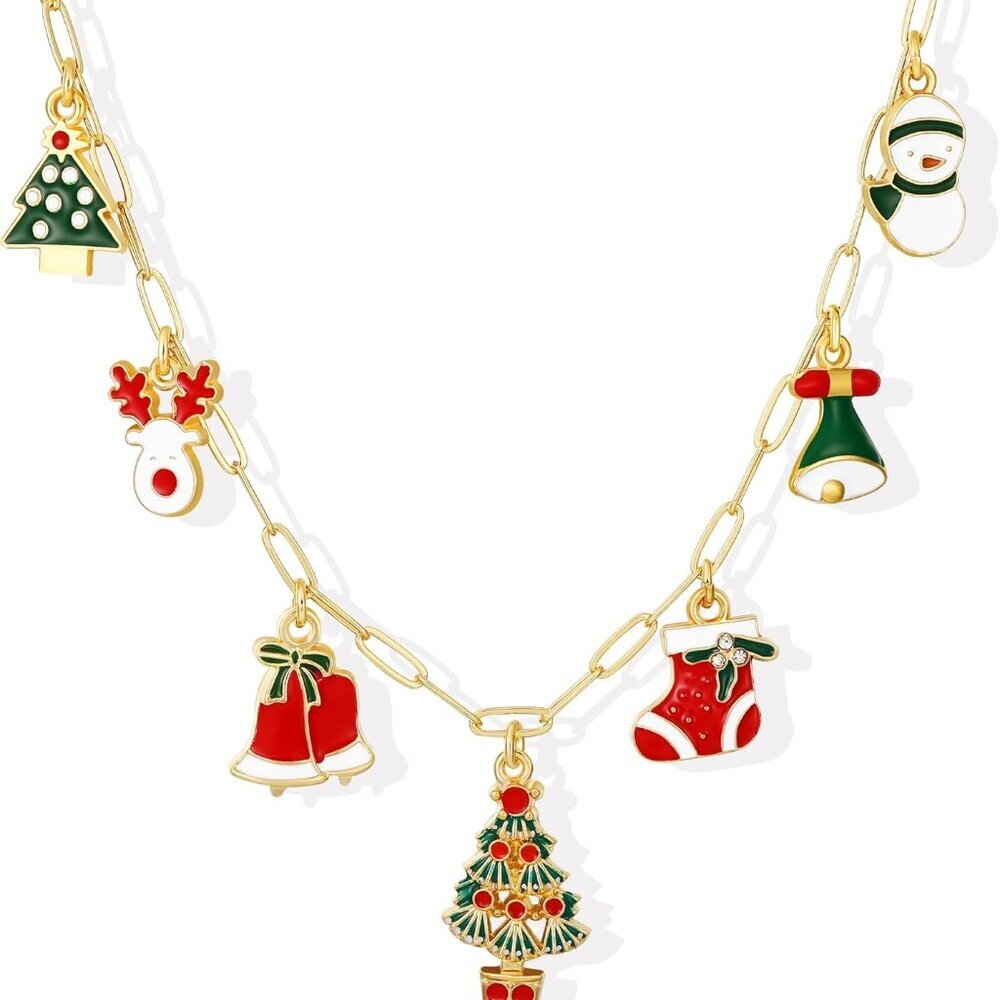 Charm Necklace for Women, 14K Gold Plated Shell Sun Starfish Summer Beach Neckla